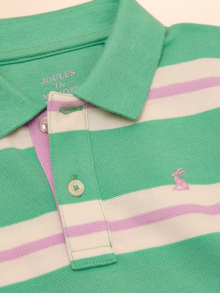 Joules Boys' Woody Green Striped Polo Shirt - Image 4 of 4 Joules Boys' Woody Green Striped Polo Shirt - Image 4 of 4