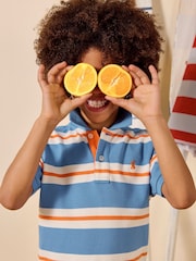 Joules Boys' Woody Blue Striped Polo Shirt - Image 2 of 7