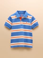 Joules Boys' Woody Blue Striped Polo Shirt - Image 4 of 7