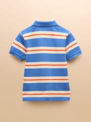Joules Boys' Woody Blue Striped Polo Shirt - Image 5 of 7