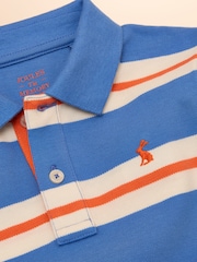 Joules Boys' Woody Blue Striped Polo Shirt - Image 6 of 7