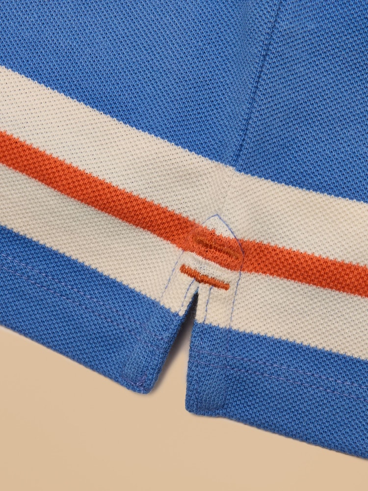 Joules Boys' Woody Blue Striped Polo Shirt - Image 7 of 7