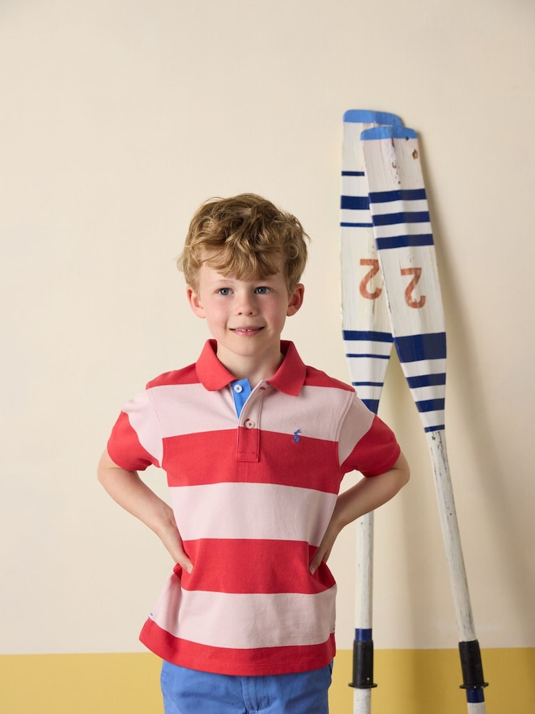 Joules Boys' Woody Red Striped Polo Shirt - Image 1 of 6