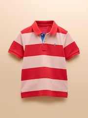 Joules Boys' Woody Red Striped Polo Shirt - Image 3 of 6