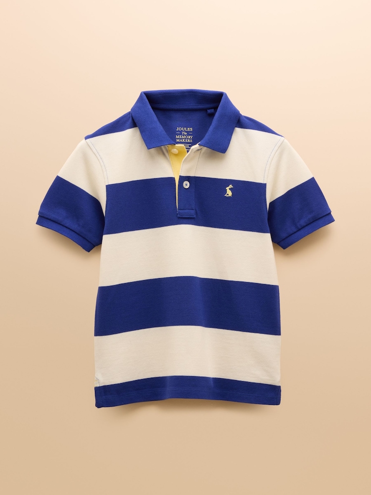 Joules Boys' Woody Navy Striped Polo Shirt - Image 2 of 5