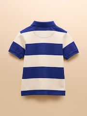 Joules Boys' Woody Navy Striped Polo Shirt - Image 3 of 5