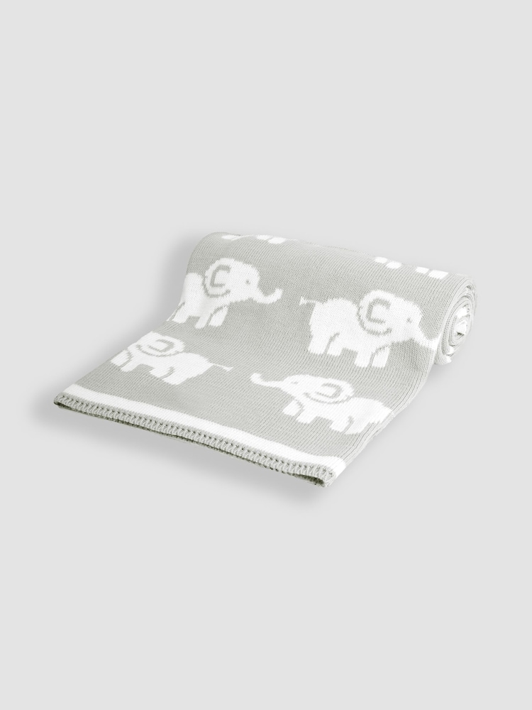 JoJo Maman Bébé Grey Elephant Knitted Shawl - Image 3 of 5