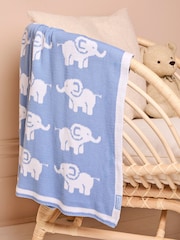 JoJo Maman Bébé Blue Elephant Knitted Shawl - Image 1 of 1