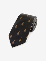 Black/Gold Tree Slim Christmas Design Tie - Image 1 of 3