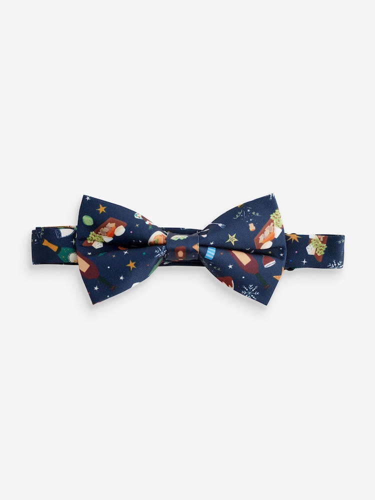 Navy Blue Christmas Design Ready Tied Bow Tie - Image 2 of 5