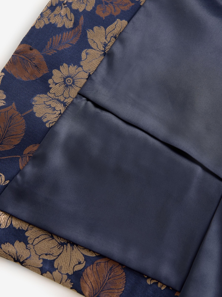 Navy Blue/Gold Floral Regular Fit Occasion Waistcoat - Image 8 of 9