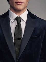 Black Glitter Paisley Slim Design Tie And Tie Clip - Image 1 of 4
