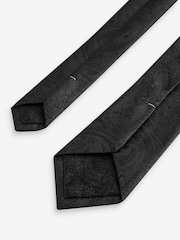 Black Glitter Paisley Slim Design Tie And Tie Clip - Image 4 of 4
