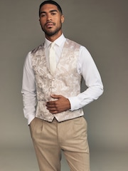 Champagne Gold Leaf Regular Fit Occasion Waistcoat - Image 1 of 8