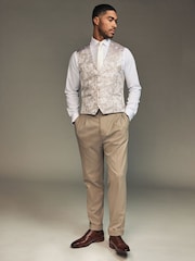Champagne Gold Leaf Regular Fit Occasion Waistcoat - Image 2 of 9