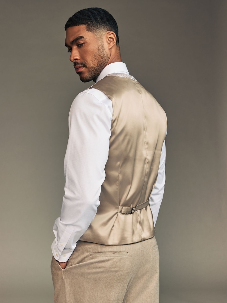 Champagne Gold Leaf Regular Fit Occasion Waistcoat - Image 2 of 8