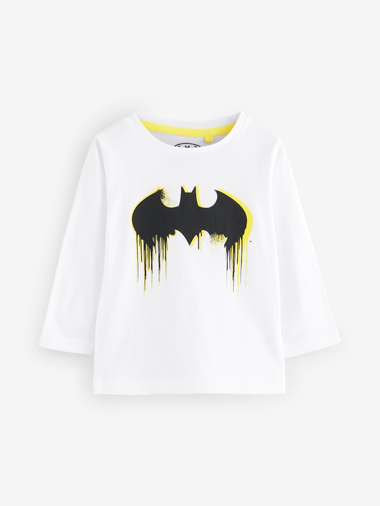 White Long Sleeve Batman 100% Cotton T-Shirt - Image 1 of 1
