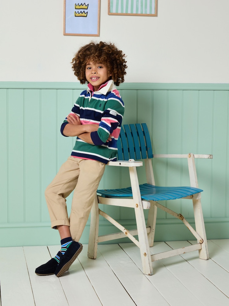 Joules Boys' Rugby Club Navy Blue & Green Shirt - Image 2 of 6