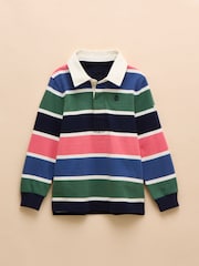 Joules Boys' Rugby Club Navy Blue & Green Shirt - Image 3 of 6