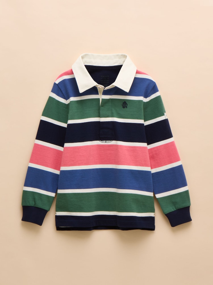 Joules Boys' Rugby Club Navy Blue & Green Shirt - Image 3 of 6