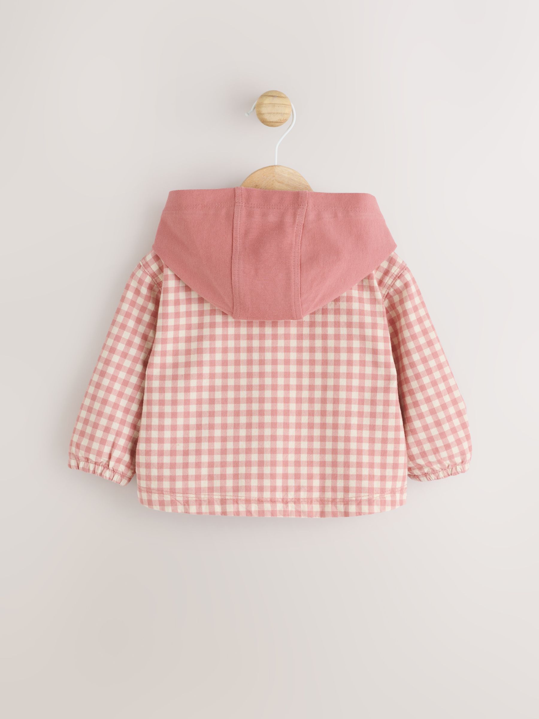 Buy Pink Gingham Strawberry Hooded Baby 100% Cotton Jacket