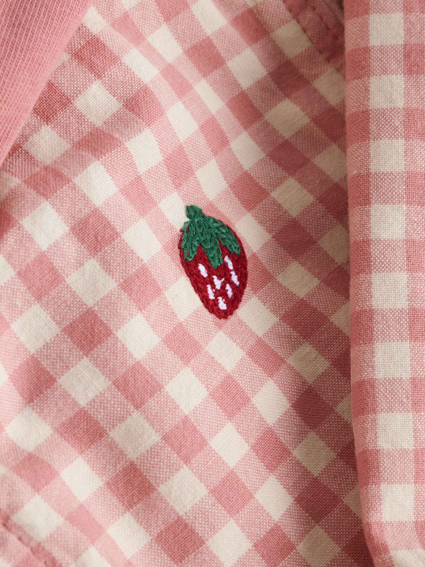 Buy Pink Gingham Strawberry Hooded Baby 100% Cotton Jacket