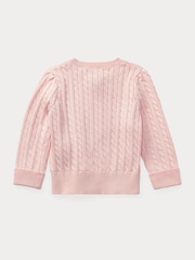 Polo Ralph Lauren Babyrosa Mini-Zopfmuster-Strickjacke aus 100% Baumwolle - Bild 2 von 3