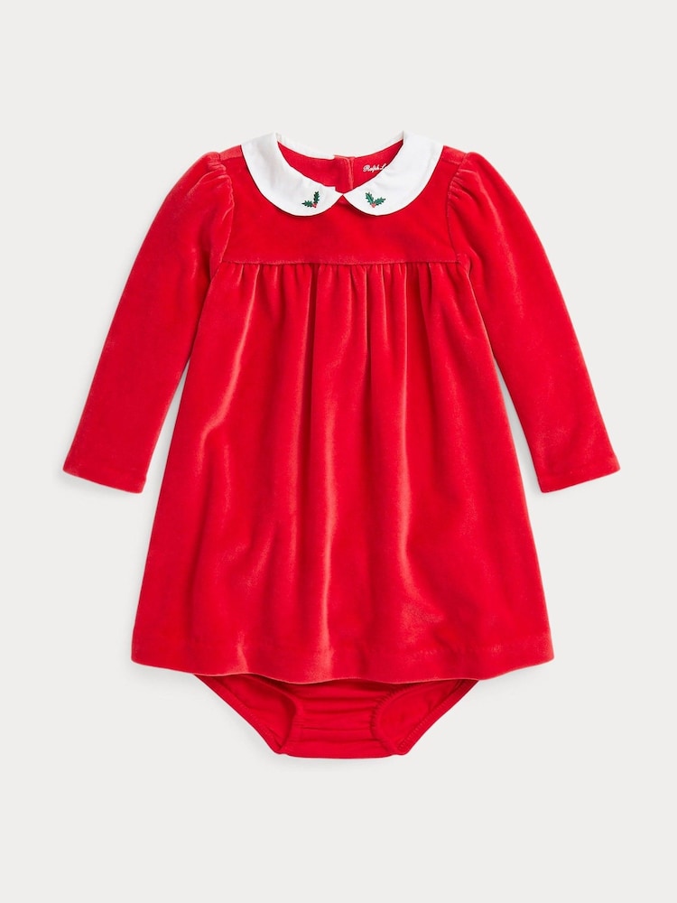 Polo Ralph Lauren Girls Red 100% Cotton Occassion Dress - Image 1 of 2