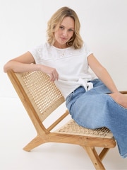 FatFace White Broderie Tie Front T-Shirt - Image 3 of 5