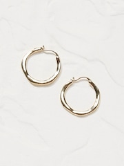 FatFace Gold Hammered Hoops - Image 1 of 2