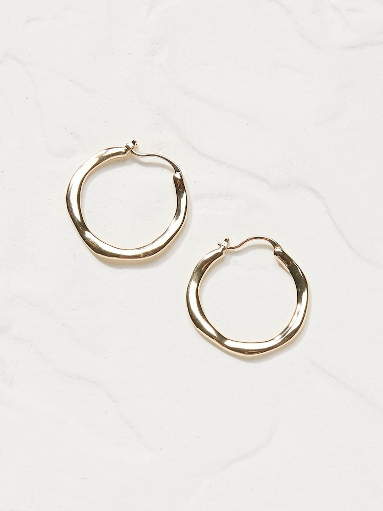 FatFace Gold Hammered Hoops - Image 1 of 2