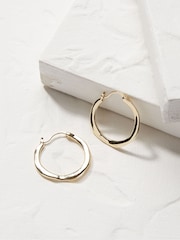 FatFace Gold Hammered Hoops - Image 2 of 2