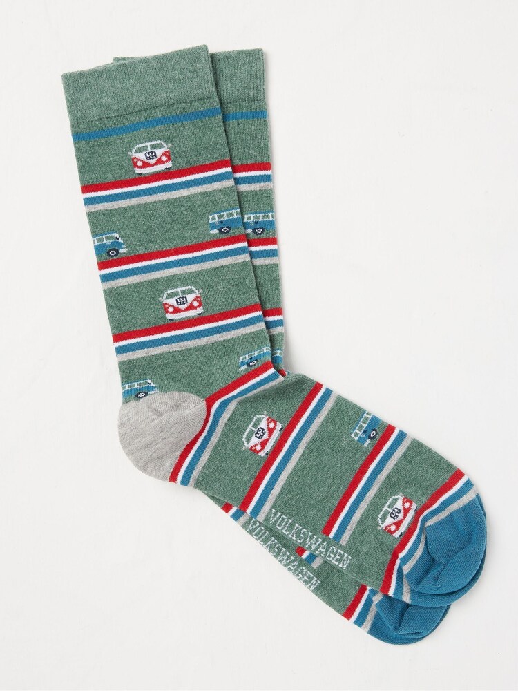 FatFace VW Light Green Camper Stripe Socks 1 Pack - Image 1 of 1