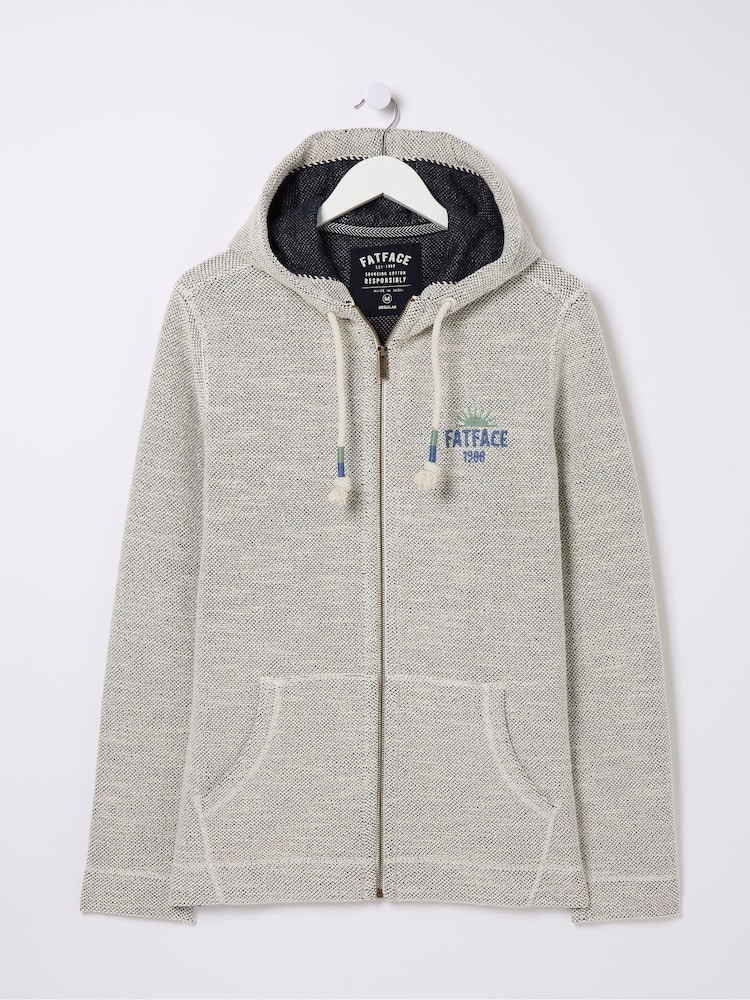 FatFace Aloa Natural 100% Cotton Woolacombe Zip-Up Hoodie - Image 5 of 5