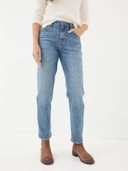 FatFace Ludlow Blue Denim Boyfriend Jeans - Image 1 of 7