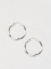 FatFace Silver Hammered Hoops - Image 1 of 2