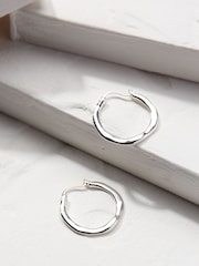 FatFace Silver Hammered Hoops - Image 2 of 2