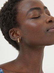 FatFace Gold Tone Oval Huggy Hoop Earrings - Image 1 of 3