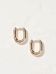 FatFace Gold Tone Oval Huggy Hoop Earrings - Image 2 of 3