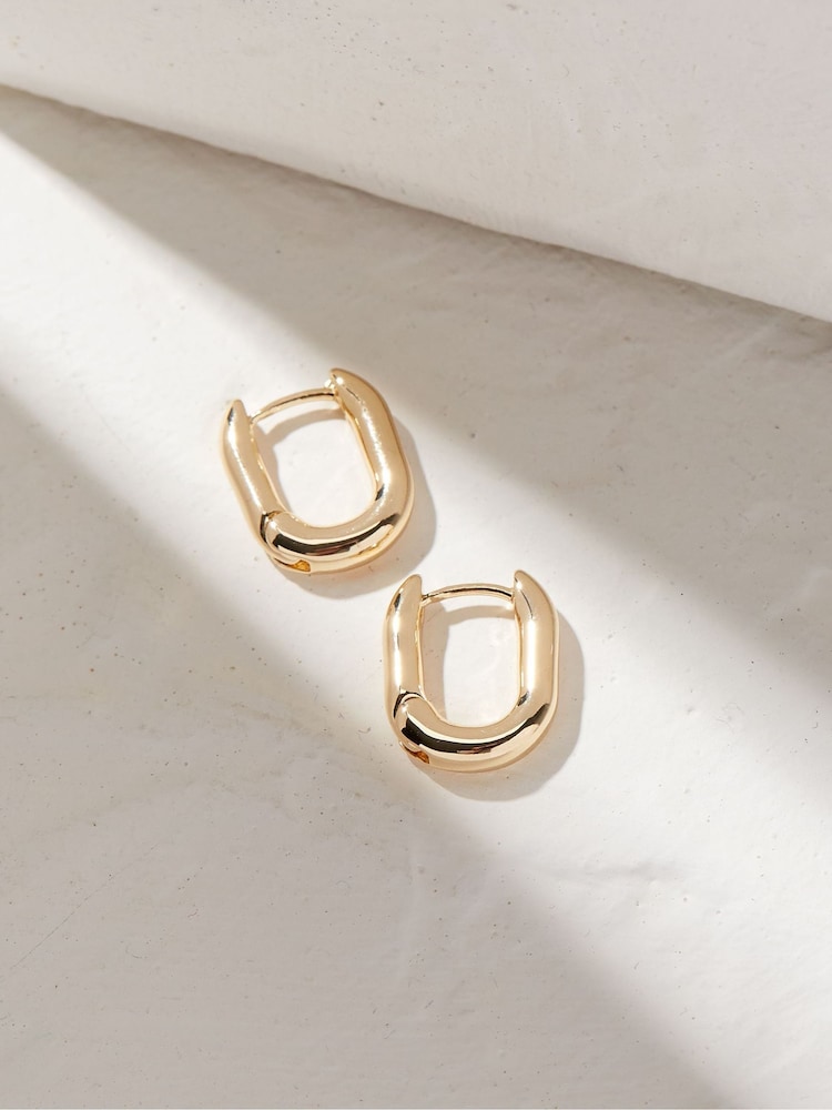 FatFace Gold Tone Oval Huggy Hoop Earrings - Image 3 of 3