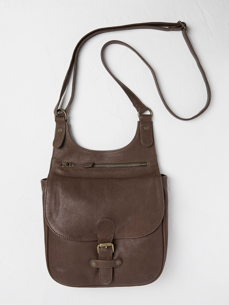 FatFace Anna Brown Oiled Leather Crossbody Bag - Image 1 of 2