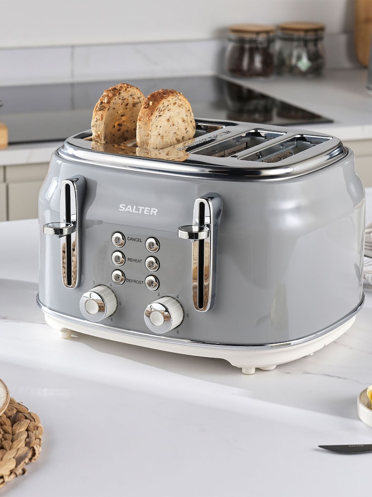 Salter Grey Retro 4 Slice Toaster - Image 1 of 4