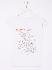 FatFace Aloa White Uk Map 100% Cotton T-Shirt - Image 2 of 2