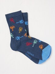 FatFace Navy Blue Lobster Kids' Socks 1 Pack - Image 1 of 1