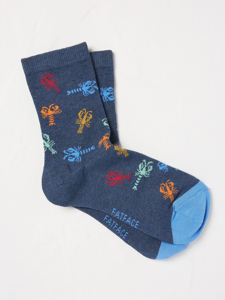 FatFace Navy Blue Lobster Kids' Socks 1 Pack - Image 1 of 1 FatFace Navy Blue Lobster Kids' Socks 1 Pack - Image 1 of 1