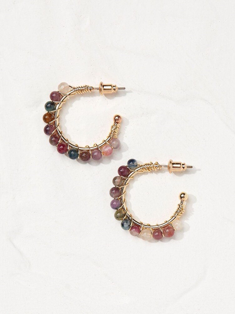 FatFace Gold Semi Precious Hoops - Image 1 of 2 FatFace Gold Semi Precious Hoops - Image 1 of 2