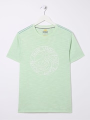 FatFace Aloa Light Green Sea Circle T-Shirt - Image 4 of 4