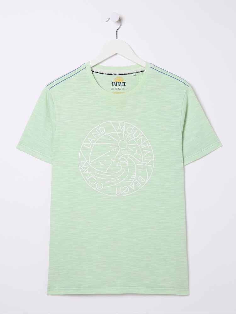 FatFace Aloa Light Green Sea Circle T-Shirt - Image 4 of 4