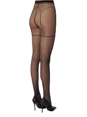 Wolford Black 20 Denier Polka Dot Tights With Garter Belt Effect - Image 2 of 6