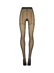 Wolford Black 20 Denier Polka Dot Tights With Garter Belt Effect - Image 5 of 6
